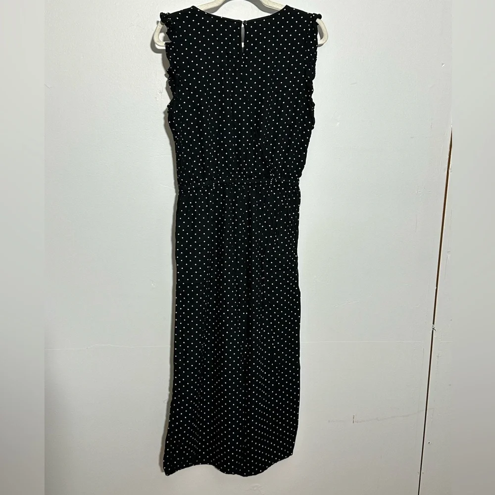 Old Navy Women’s M Jumpsuit Black White Polka Dot Cropped Split Back Wide Leg